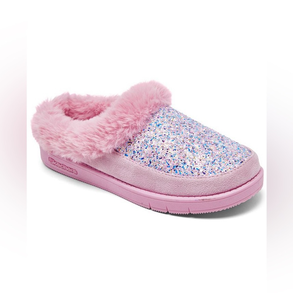 Size 2 Youth Skechers Pink Glitter Kids Slippers